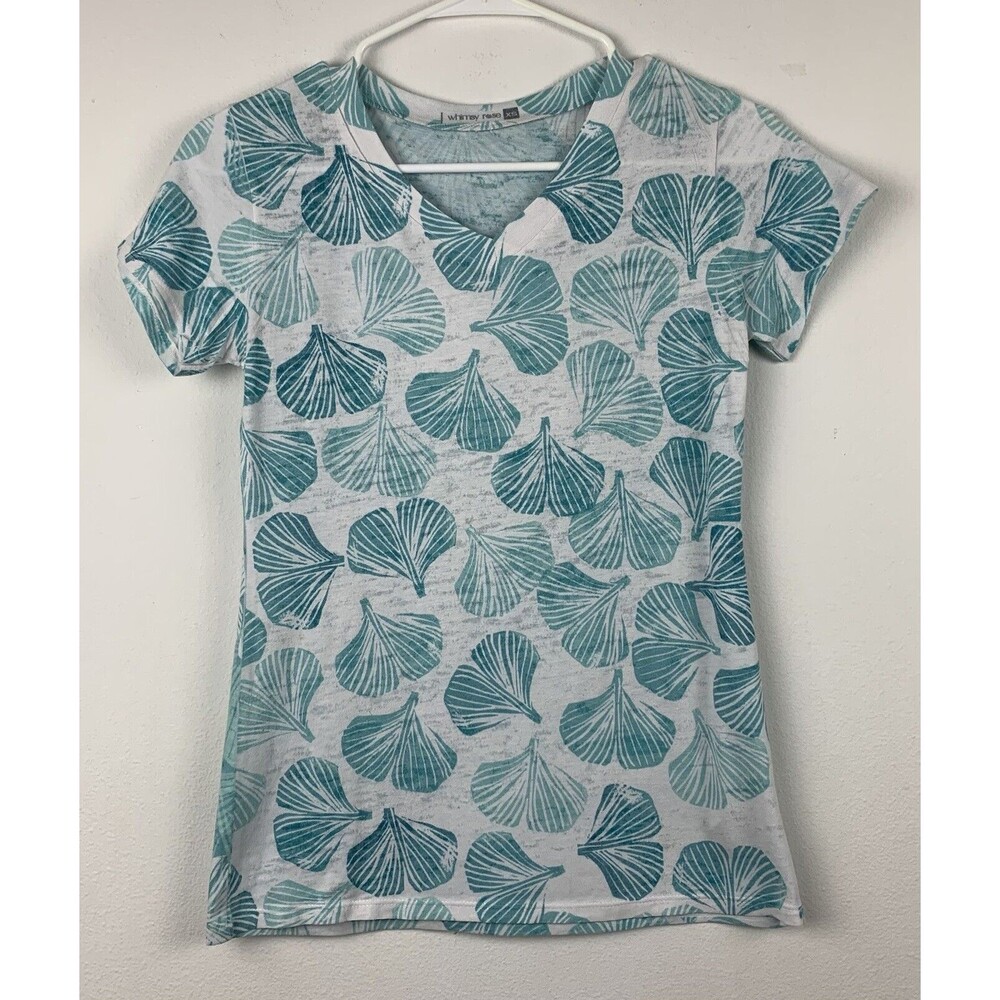 Whimsy Rose Women’s XS Blue & White V-Neck Top Artist Signed